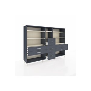 Hyperion Dolap 8 Raflı 7 Çekmeceli  220x44x163 Antrasit-aytaşı/antrasit