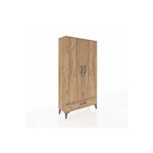 Arges Dolap 4 Raflı Tek Çekmeceli 2 Kapaklı 88x30x163 Çam-çam