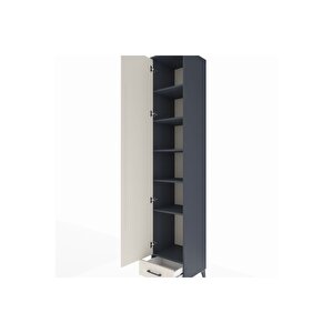 Hyperion Dolap 6 Raflı Tek Çekmeceli Tek Kapaklı 44x44x243 Antrasit-aytaşı