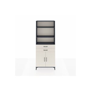 Arges Dolap 4 Raflı 2 Çekmeceli 2 Kapaklı 88x30x221 Antrasit-aytaşı