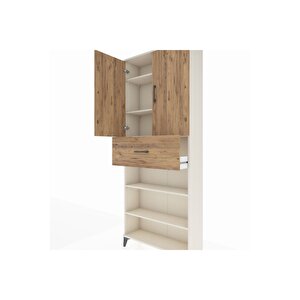 Arges Dolap 5 Raflı Tek Çekmeceli 2 Kapaklı 88x30x221 Aytaşı-çam
