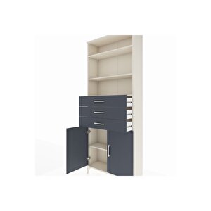 Arges Dolap 4 Raflı 3 Çekmeceli 2 Kapaklı 88x30x221 Aytaşı-antrasit