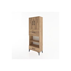 Arges Dolap 4 Raflı 2 Çekmeceli 2 Kapaklı 60x30x163 Çam-çam