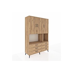 Hyperion Gardrop 6 Raflı 6 Çekmeceli 3 Kapaklı 132x44x195 Çam-çam