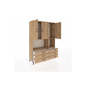 Hyperion Gardrop 6 Raflı 6 Çekmeceli 3 Kapaklı 132x44x195 Çam-çam