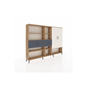 Arges Dolap 10 Raflı 2 Çekmeceli 2 Kapaklı 220x30x163 Çam-aytaşı/antrasit