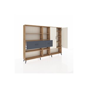 Arges Dolap 10 Raflı 2 Çekmeceli 2 Kapaklı 220x30x163 Çam-aytaşı/antrasit