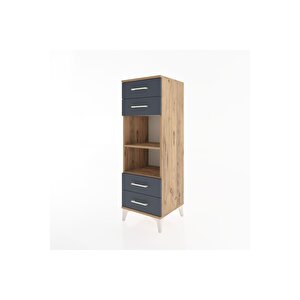 Hyperion Dolap 2 Raflı 4 Çekmeceli 44x44x134 Çam-antrasit