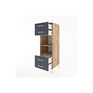 Hyperion Dolap 2 Raflı 4 Çekmeceli 44x44x134 Çam-antrasit