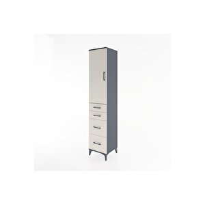 Hyperion Dolap 3 Raflı 4 Çekmeceli Tek Kapaklı 44x44x221 Antrasit-aytaşı