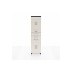 Arges Dolap 3 Raflı 4 Çekmeceli 4 Kapaklı 60x30x221 Antrasit-aytaşı