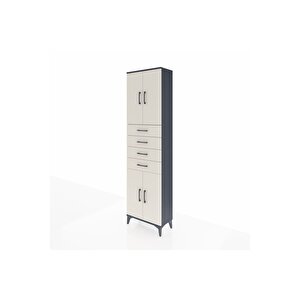 Arges Dolap 3 Raflı 4 Çekmeceli 4 Kapaklı 60x30x221 Antrasit-aytaşı