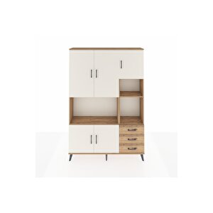 Arges Dolap 9 Raflı 3 Çekmeceli 5 Kapaklı 132x30x195 Çam-aytaşı/çam