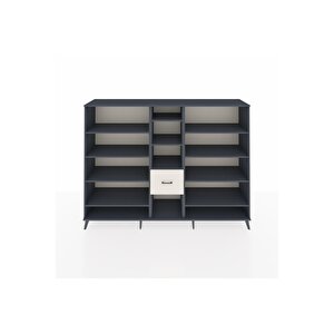 Hyperion Dolap 11 Raflı 3 Çekmeceli  220x44x163 Antrasit-antrasit/aytaşı