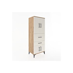 Hyperion Dolap 3 Raflı 2 Çekmeceli 4 Kapaklı 60x44x163 Çam-aytaşı