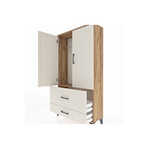 Arges Dolap Tek Raflı 2 Çekmeceli Tek Askılı 88x30x163 Çam-aytaşı