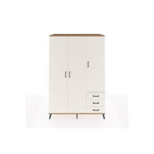 Kronos Dolap 6 Raflı 3 Çekmeceli Tek Askılı 132x59x195 Çam-aytaşı/aytaşı