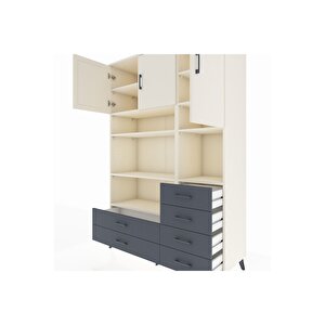 Hyperion Dolap 9 Raflı 6 Çekmeceli 3 Kapaklı 132x44x195 Aytaşı-aytaşı/antrasit