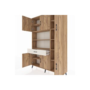 Arges Dolap 10 Raflı Tek Çekmeceli 6 Kapaklı 132x30x195 Çam-çam/aytaşı