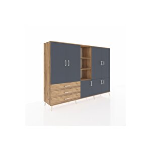 Hyperion Dolap 11 Raflı 3 Çekmeceli 7 Kapaklı 220x44x163 Çam-antrasit/çam