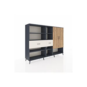 Hyperion Dolap 10 Raflı 2 Çekmeceli 2 Kapaklı 220x44x163 Antrasit-çam/aytaşı