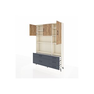 Arges Dolap 8 Raflı 5 Çekmeceli 3 Kapaklı 132x30x195 Aytaşı-çam/antrasit
