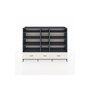 Hyperion Dolap 12 Raflı 3 Çekmeceli  220x44x163 Antrasit-antrasit/aytaşı