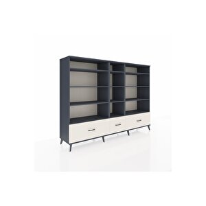 Hyperion Dolap 12 Raflı 3 Çekmeceli  220x44x163 Antrasit-antrasit/aytaşı