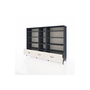 Hyperion Dolap 12 Raflı 3 Çekmeceli  220x44x163 Antrasit-antrasit/aytaşı