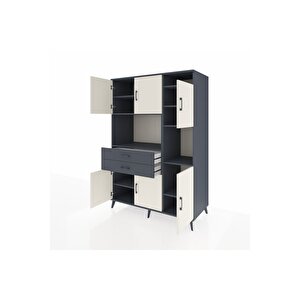 Kronos Dolap 9 Raflı 2 Çekmeceli 6 Kapaklı 132x59x195 Antrasit-aytaşı/antrasit