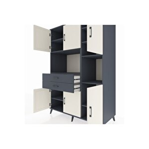 Kronos Dolap 9 Raflı 2 Çekmeceli 6 Kapaklı 132x59x195 Antrasit-aytaşı/antrasit