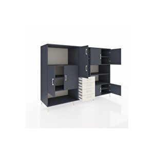 Kronos Dolap 9 Raflı 4 Çekmeceli 8 Kapaklı 220x59x163 Antrasit-antrasit/aytaşı