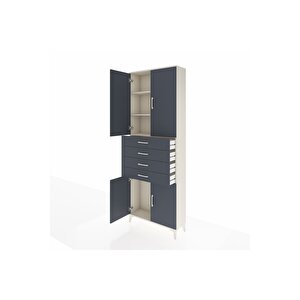 Arges Dolap 3 Raflı 4 Çekmeceli 4 Kapaklı 88x30x243 Aytaşı-antrasit