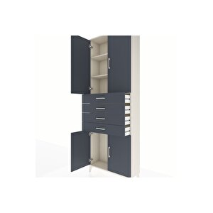 Arges Dolap 3 Raflı 4 Çekmeceli 4 Kapaklı 88x30x243 Aytaşı-antrasit