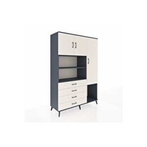 Hyperion Gardrop 8 Raflı 4 Çekmeceli 3 Kapaklı 132x44x195 Antrasit-aytaşı