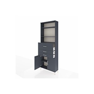 Arges Dolap 4 Raflı 3 Çekmeceli 2 Kapaklı 88x30x243 Antrasit-antrasit