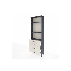 Arges Dolap 3 Raflı 4 Çekmeceli 88x30x243 Antrasit-aytaşı