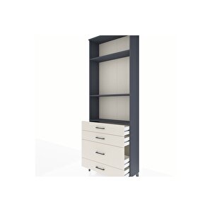 Arges Dolap 3 Raflı 4 Çekmeceli 88x30x243 Antrasit-aytaşı