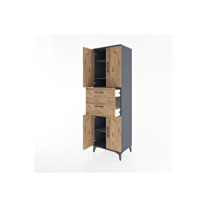 Hyperion Dolap 4 Raflı 2 Çekmeceli 4 Kapaklı 60x44x195 Antrasit-çam