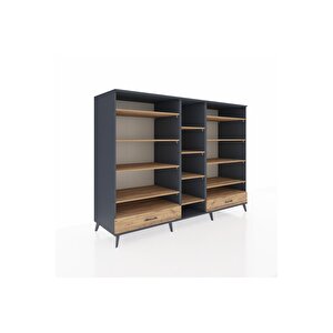 Kronos Dolap 14 Raflı 2 Çekmeceli  220x59x163 Antrasit-çam