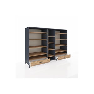 Kronos Dolap 14 Raflı 2 Çekmeceli  220x59x163 Antrasit-çam