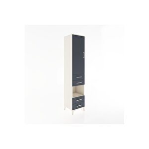 Hyperion Dolap 4 Raflı 4 Çekmeceli Tek Kapaklı 44x44x221 Aytaşı-antrasit