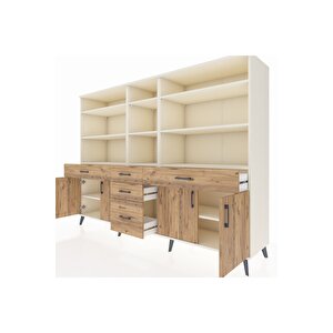 Hyperion Dolap 11 Raflı 5 Çekmeceli 4 Kapaklı 220x44x163 Aytaşı-çam