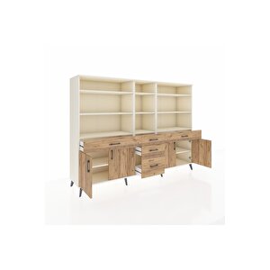 Hyperion Dolap 11 Raflı 5 Çekmeceli 4 Kapaklı 220x44x163 Aytaşı-çam