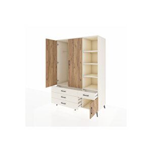 Kronos Dolap 5 Raflı 4 Çekmeceli Tek Askılı 132x59x195 Aytaşı-çam/aytaşı