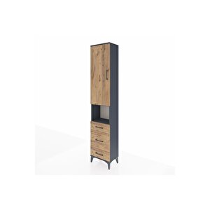 Arges Dolap 3 Raflı 3 Çekmeceli Tek Askılı 44x30x221 Antrasit-çam