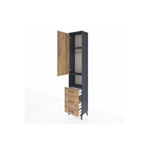 Arges Dolap 3 Raflı 3 Çekmeceli Tek Askılı 44x30x221 Antrasit-çam