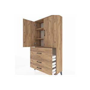 Arges Dolap 3 Raflı 3 Çekmeceli 2 Kapaklı 88x30x163 Çam-çam