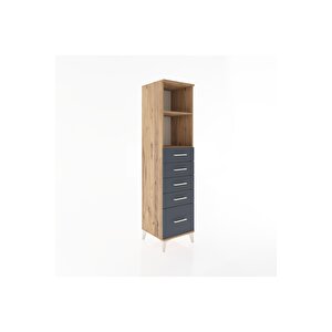 Hyperion Dolap 2 Raflı 5 Çekmeceli 44x44x182 Çam-antrasit