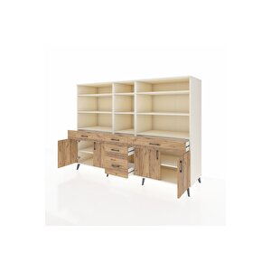 Kronos Dolap 11 Raflı 5 Çekmeceli 4 Kapaklı 220x59x163 Aytaşı-çam